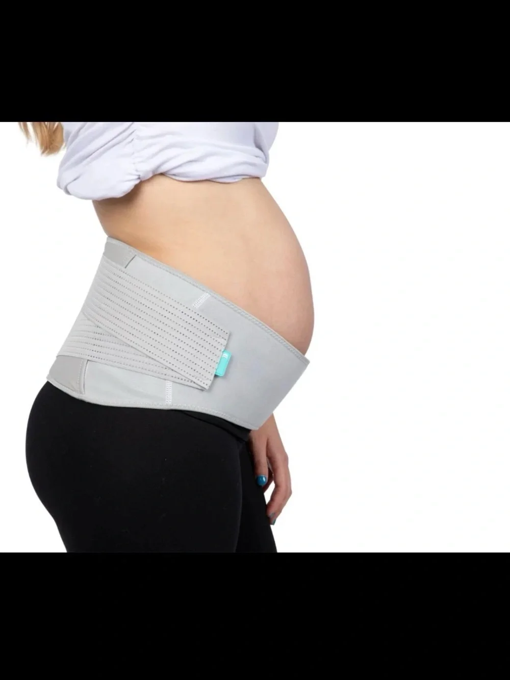 Body After Baby Gray Pregnancy Support Belt with Teal Accents